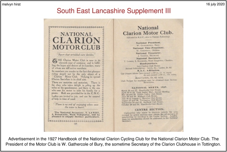 South East Lancashire Clarion Clubhouse Supplement III